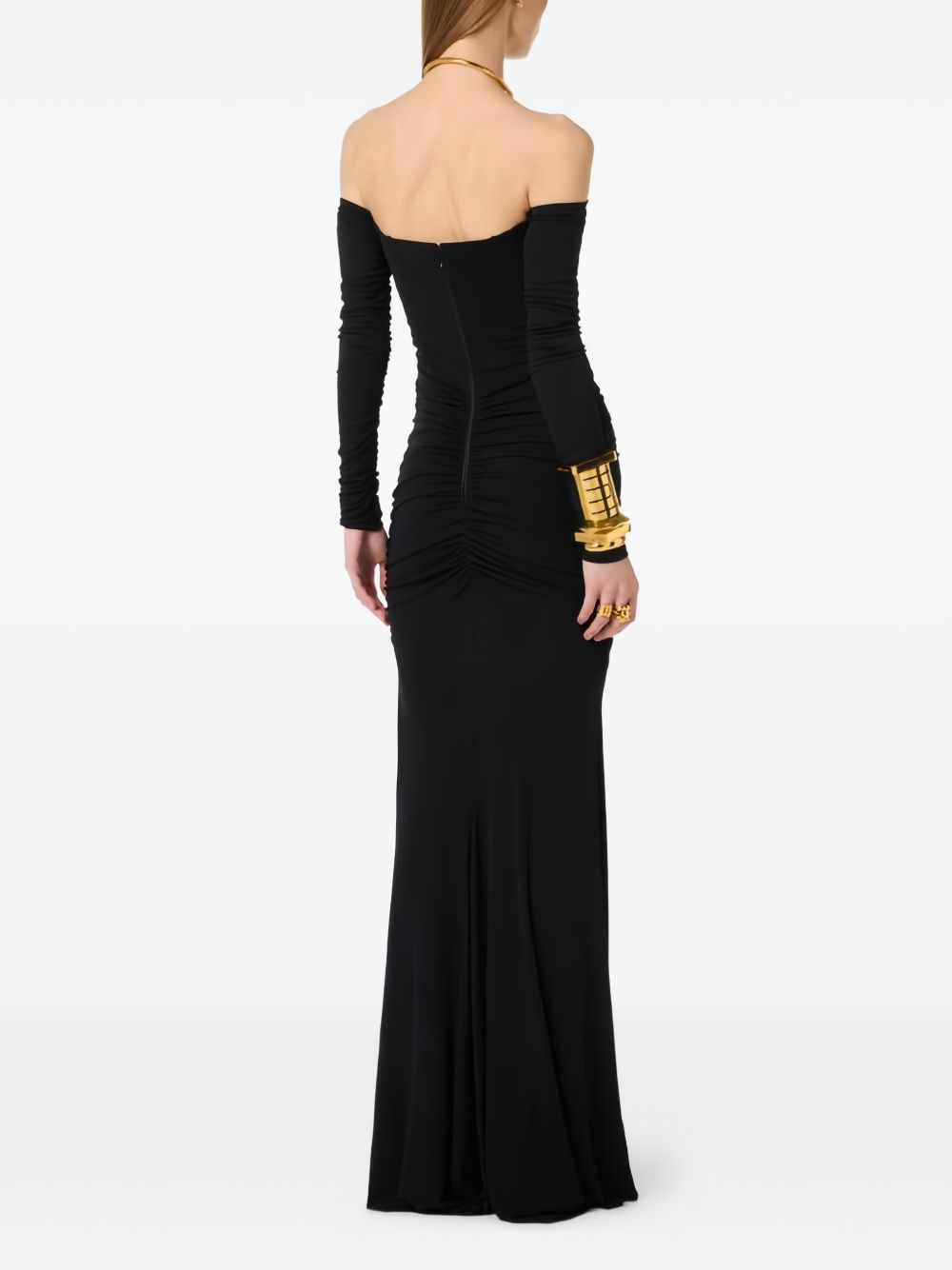 Red Carpet dress in crêpe jersey with drapes ABR1061E2 110 ELISABETTA FRANCHI 