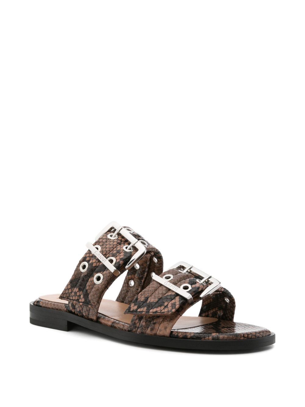 Feminine Buckle Two-Strap Sandals B1020180 05W GANNI 