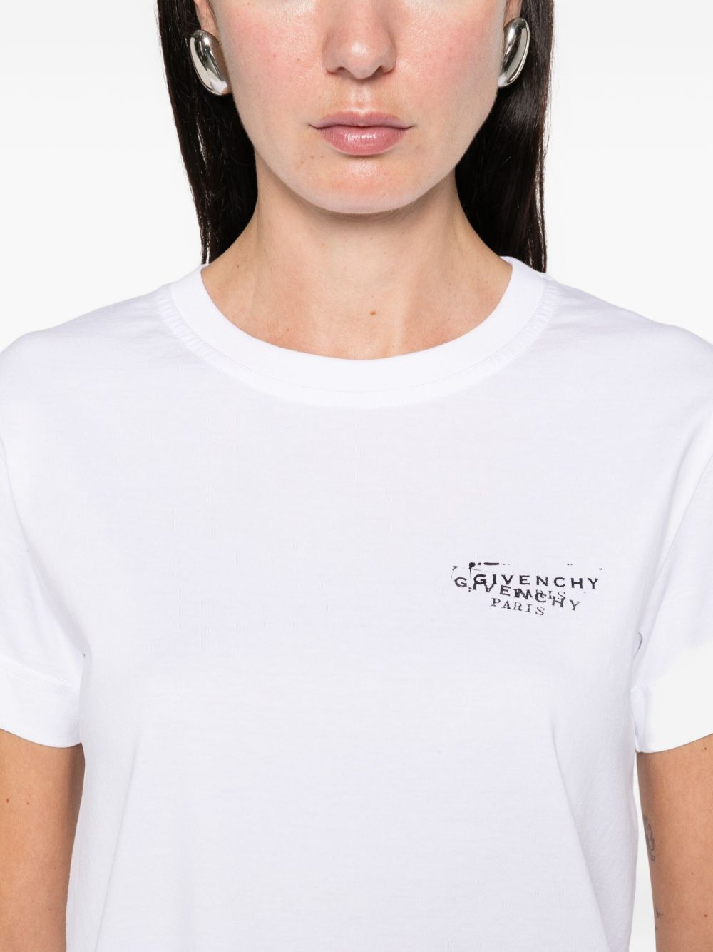 T-shirt with Givenchy print BW70FJP7A7 100 GIVENCHY 