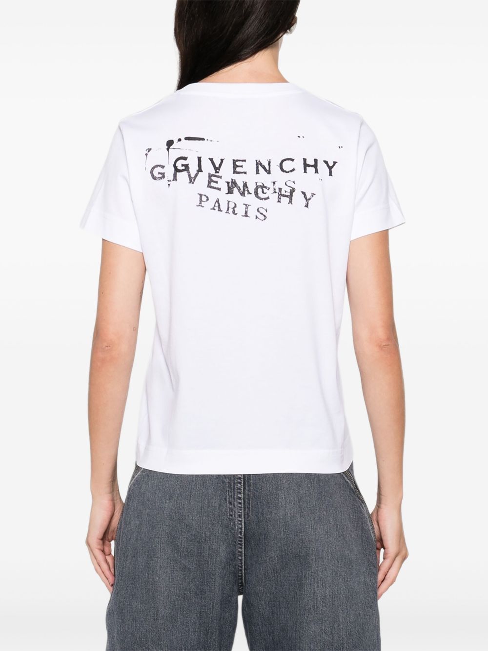 T-shirt with Givenchy print BW70FJP7A7 100 GIVENCHY 