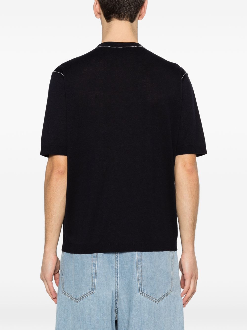 Knit silk linen T-shirt with intarsia 851828 XKFC84041 GUCCI 