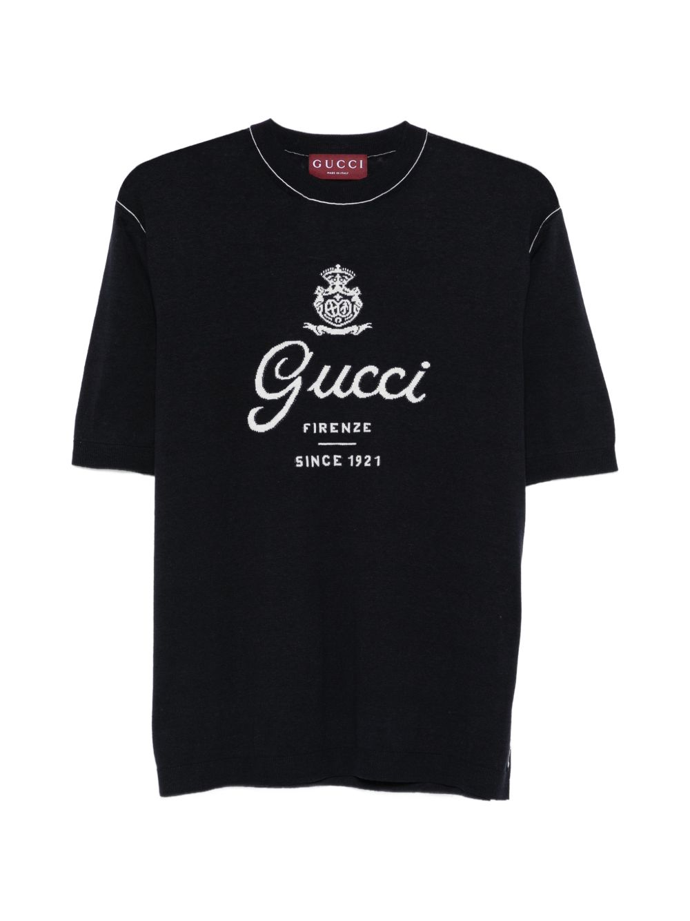 Knit silk linen T-shirt with intarsia 851828 XKFC84041 GUCCI 
