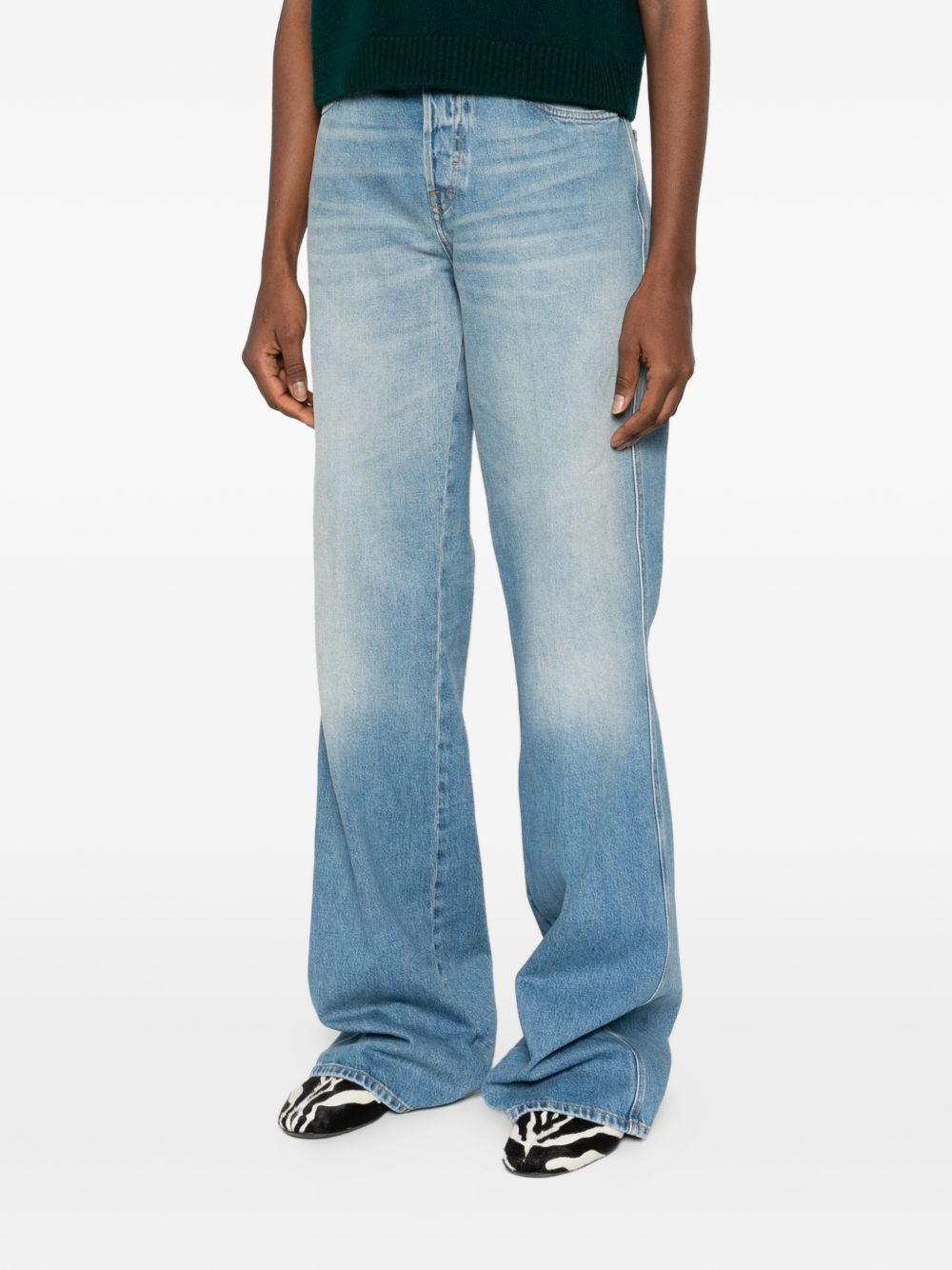 Flared bleached cotton denim trousers 852212 XDDDA4011 GUCCI 