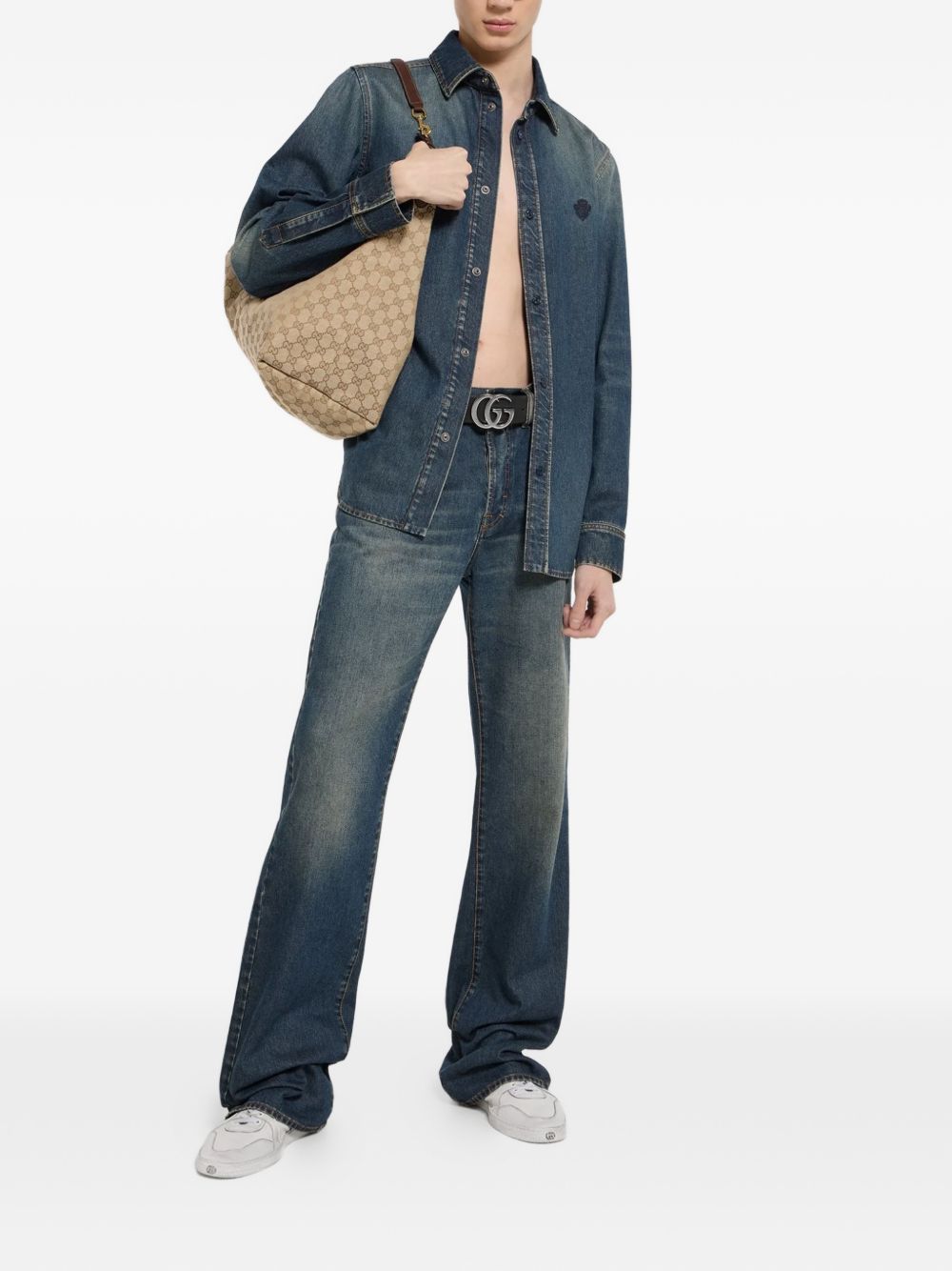 Washed certified cotton denim shirt 860842 XDDFW4011 GUCCI 