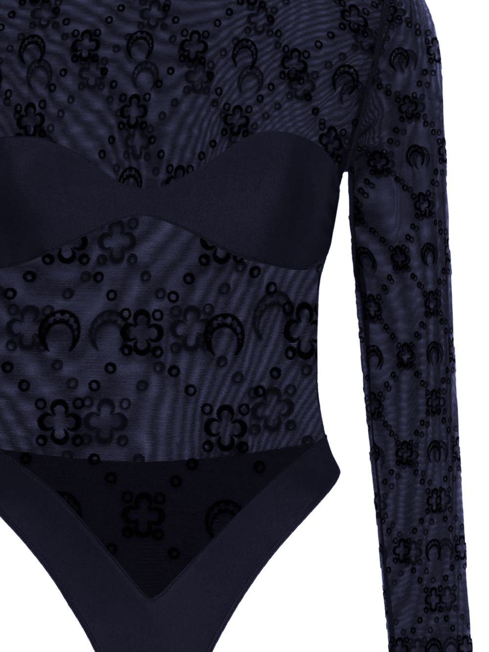 Moonogram mesh flock bodysuit top WTO474A CJER0005BL90 MARINE SERRE 