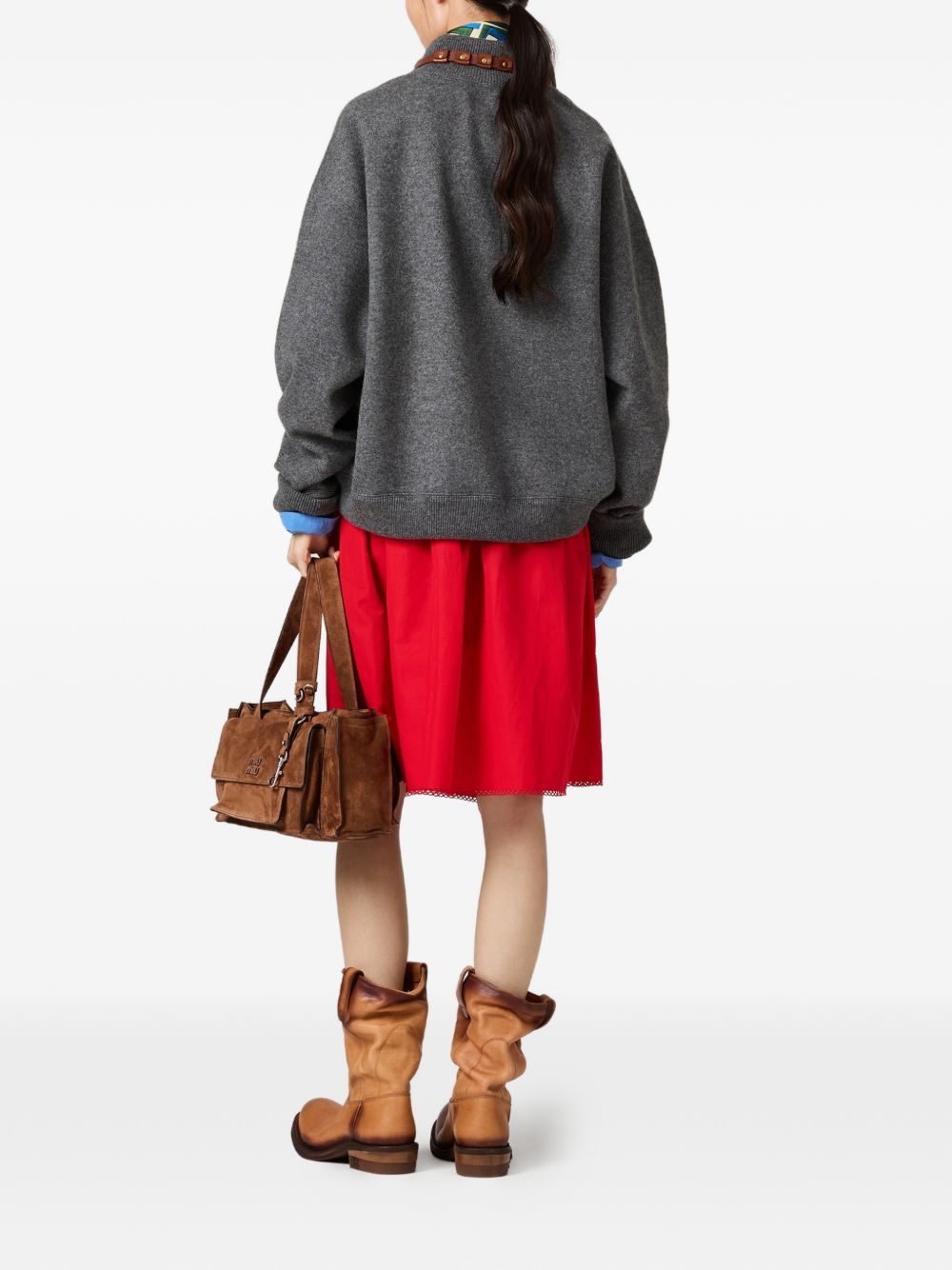 Cashmere and jersey zipper sweater MMR46719RO S OOOF0480 MIU MIU 