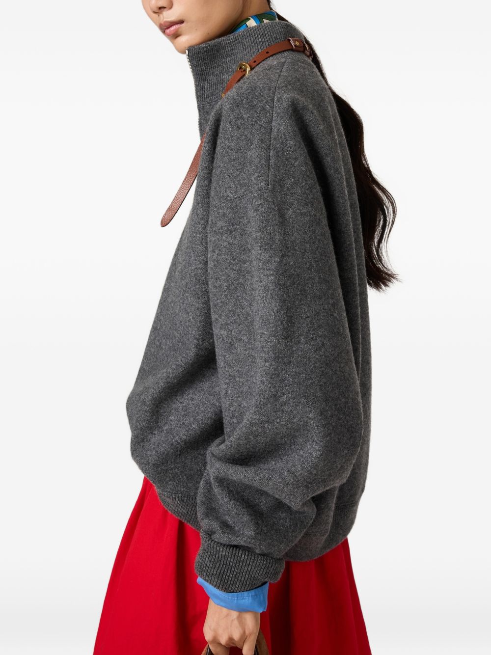 Cashmere and jersey zipper sweater MMR46719RO S OOOF0480 MIU MIU 