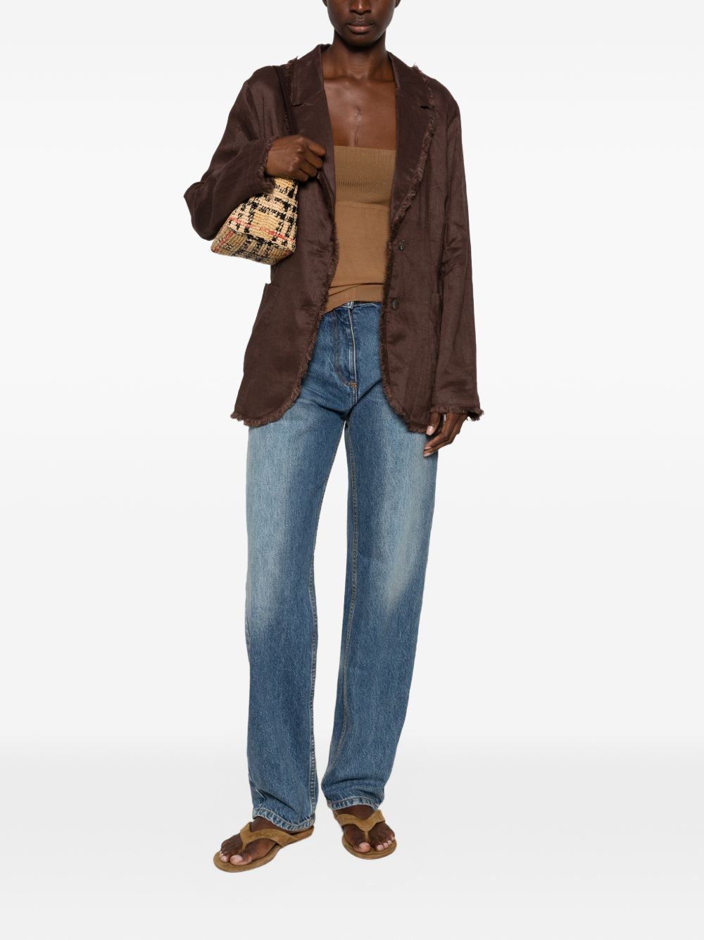 Frayed-edge logo-embroidered jacket D420549 BEACH26086 P.A.R.O.S.H. 
