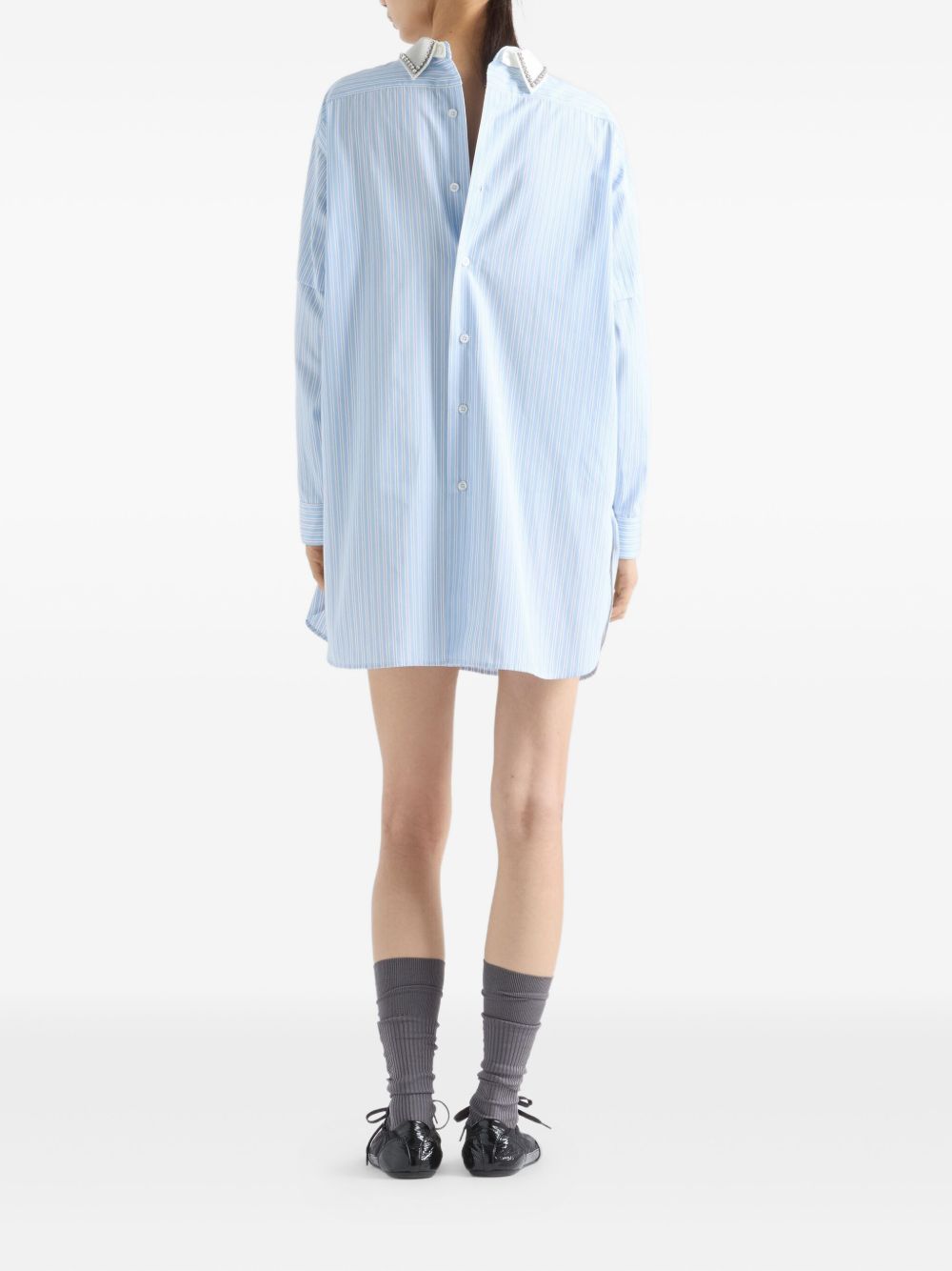 Embroidered striped poplin top P953NR17ND S-OOOF0C9N PRADA 