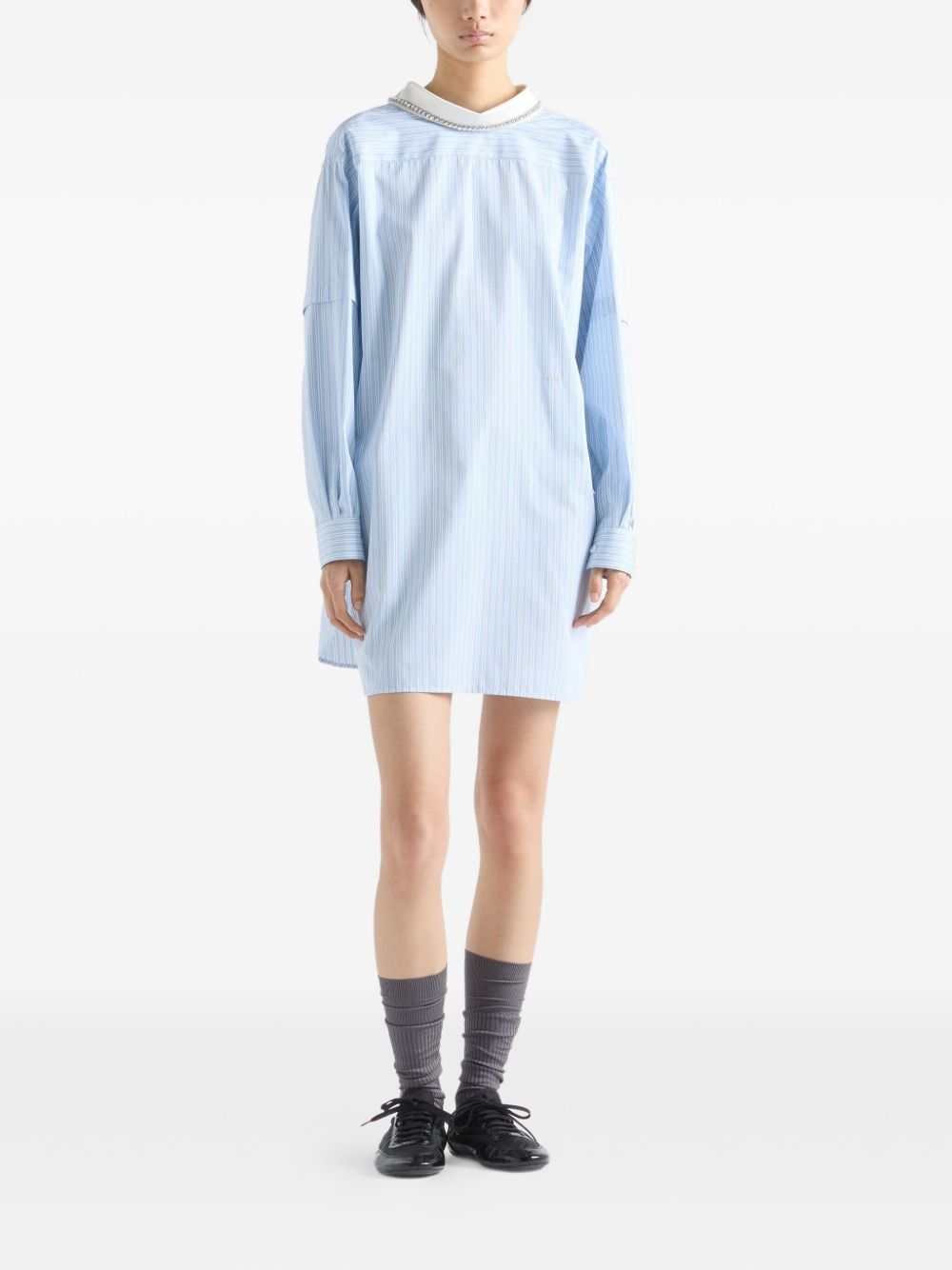 Embroidered striped poplin top P953NR17ND S-OOOF0C9N PRADA 