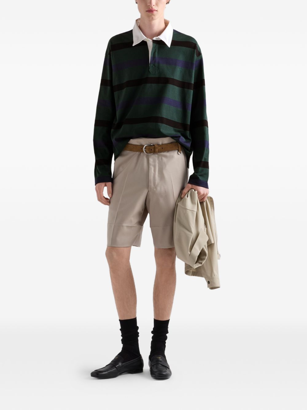 Long-sleeved cotton polo shirt UJL11D19FA S-OOOF0UYL PRADA 