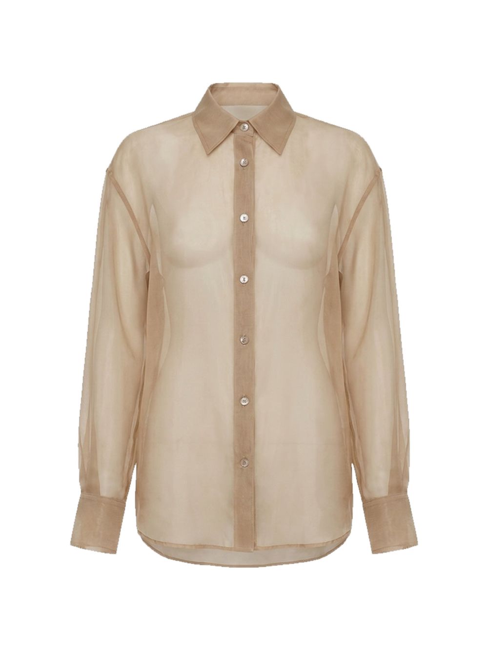 Peri sheer button-up shirt CHFS142462570 DESERT SAND THE FRANKIE SHOP 