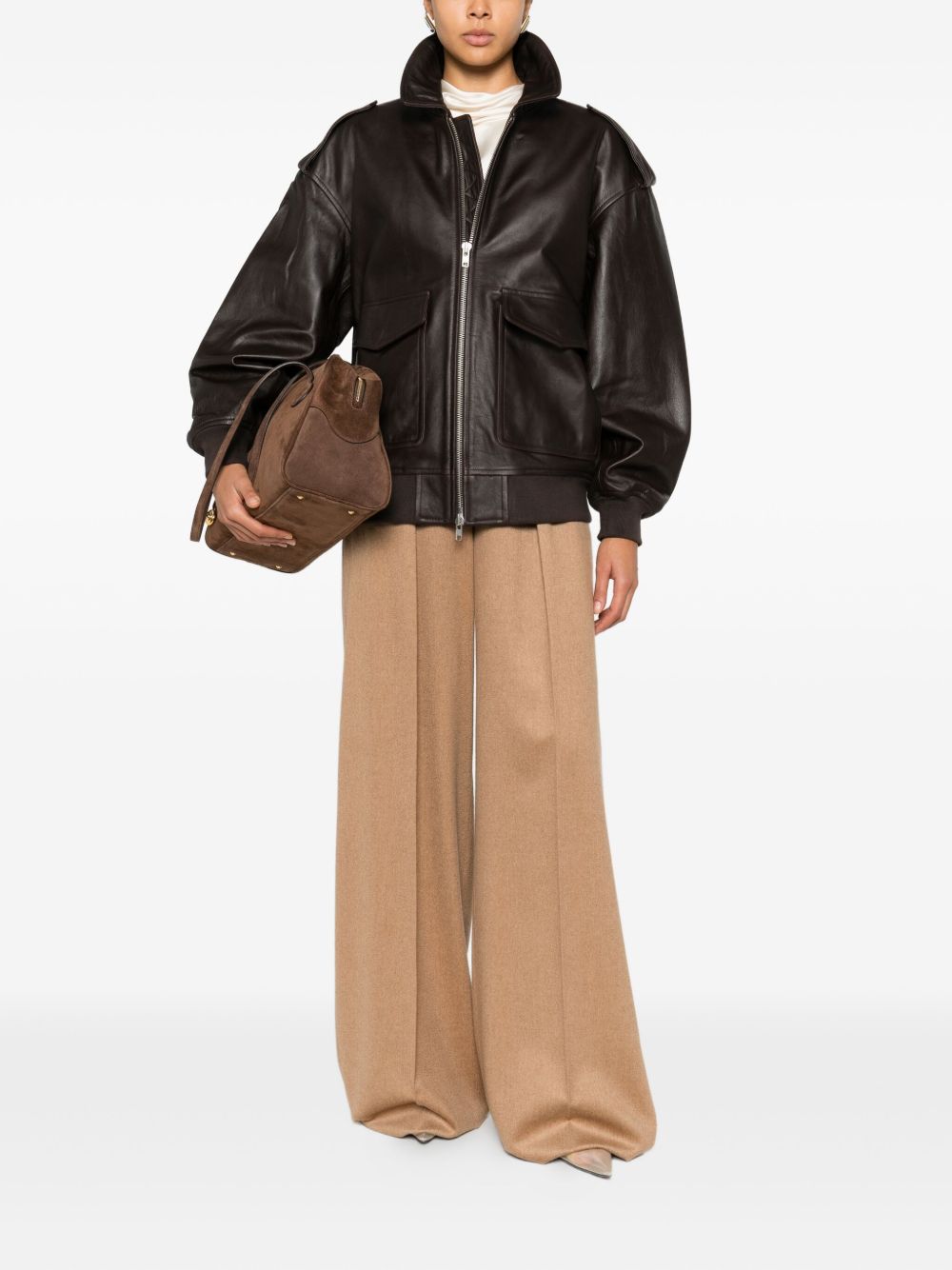 Viper Leather Jacket JAFS18397200 BROWN THE FRANKIE SHOP 
