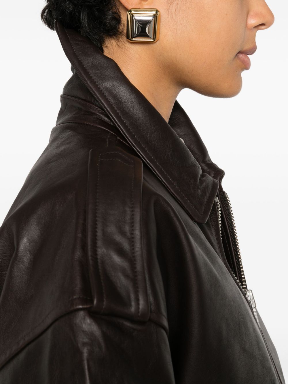 Viper Leather Jacket JAFS18397200 BROWN THE FRANKIE SHOP 