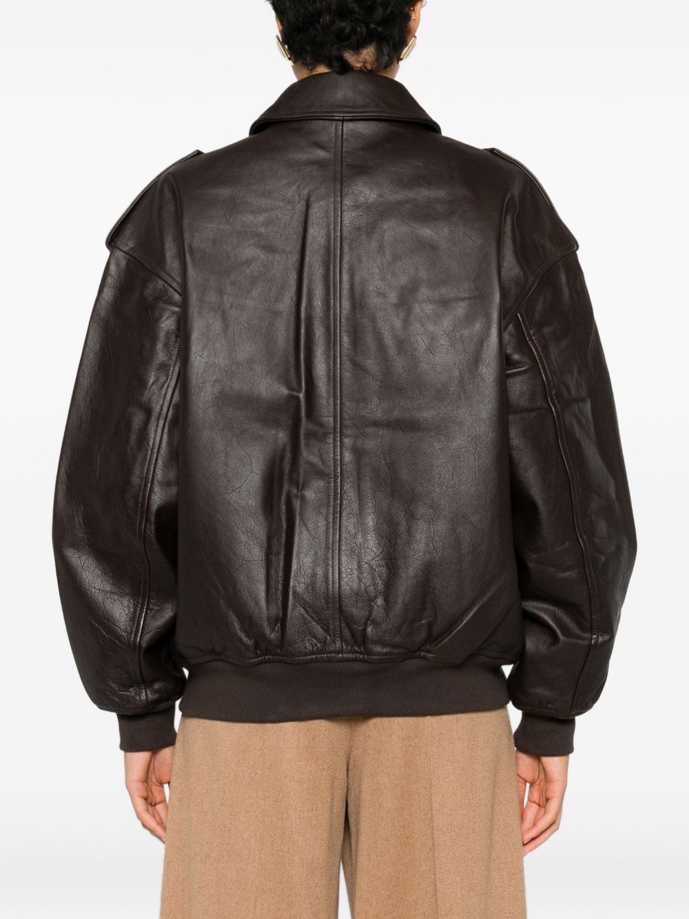 Viper Leather Jacket JAFS18397200 BROWN THE FRANKIE SHOP 
