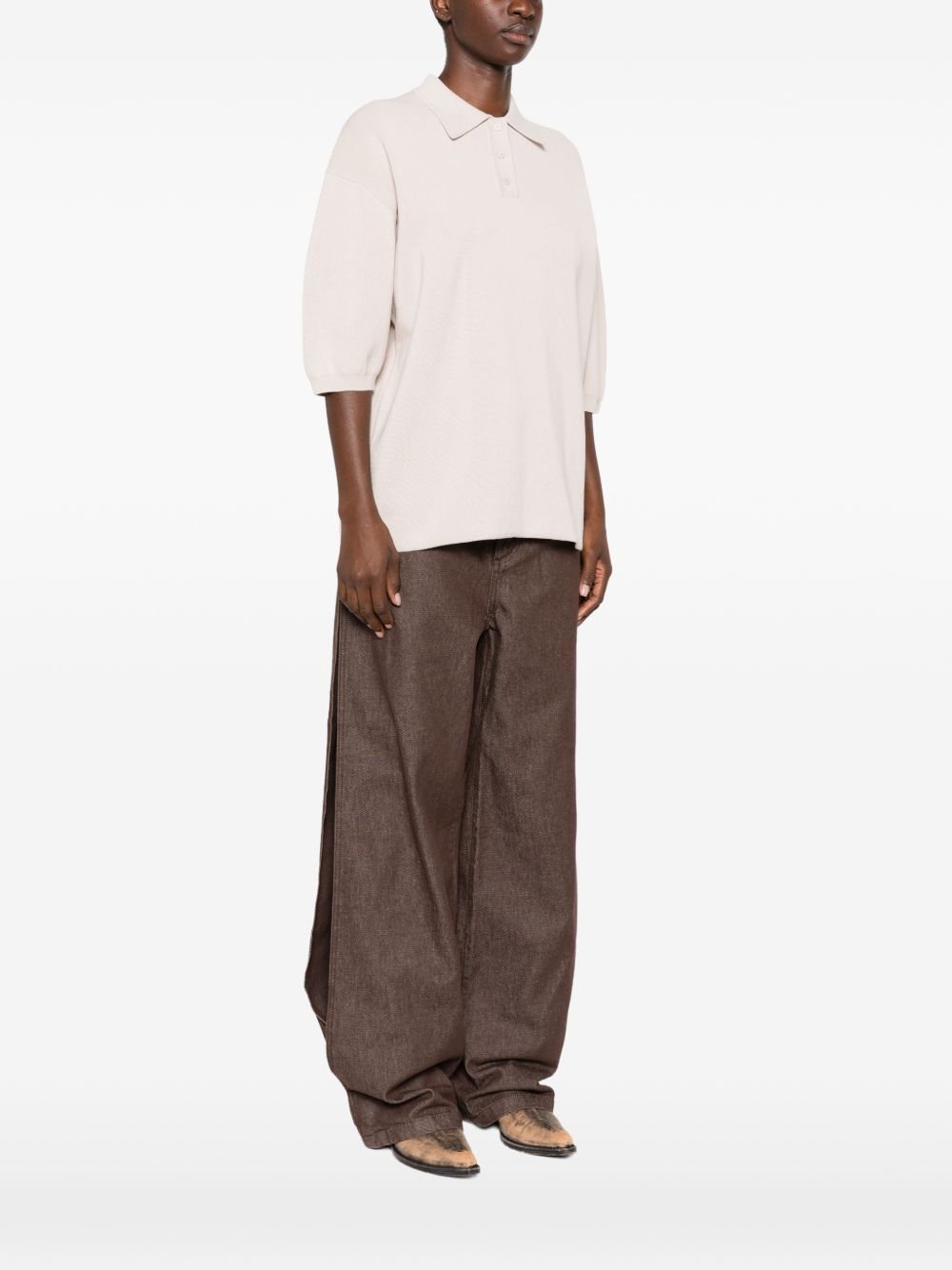 NOLA knit polo top POFS21821109 SLATE GREY THE FRANKIE SHOP 