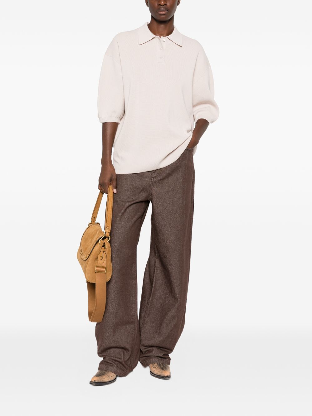 NOLA knit polo top POFS21821109 SLATE GREY THE FRANKIE SHOP 