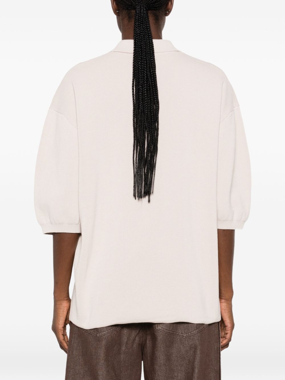 NOLA knit polo top POFS21821109 SLATE GREY THE FRANKIE SHOP 