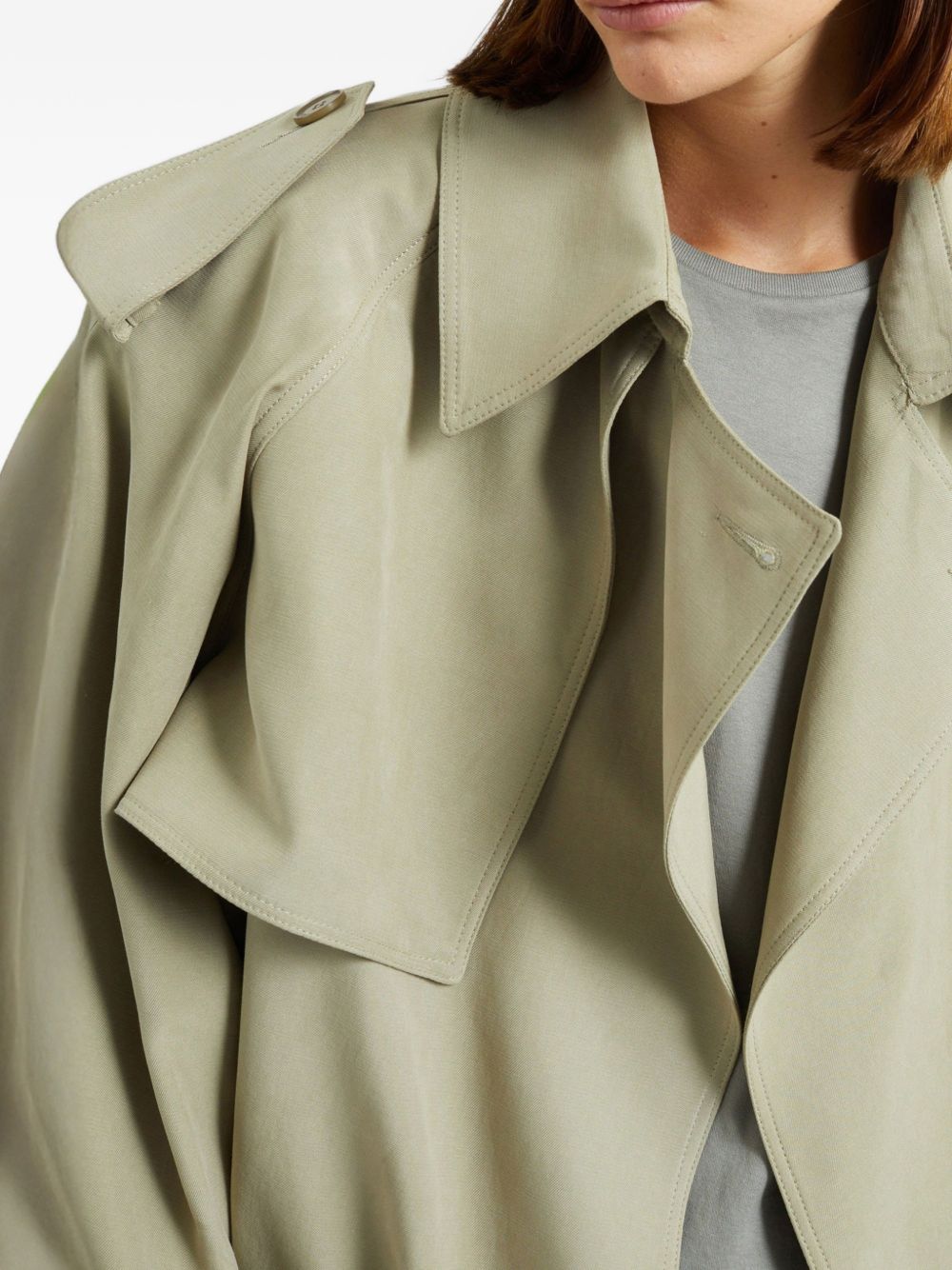 Elva Fluid Short Trench Coat TRFS21993430 SAGE THE FRANKIE SHOP 