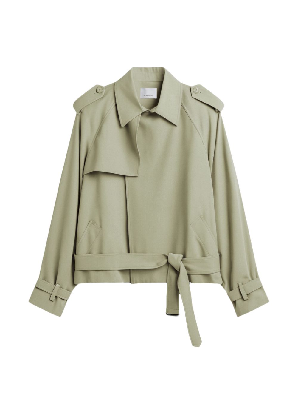 Elva Fluid Short Trench Coat TRFS21993430 SAGE THE FRANKIE SHOP 