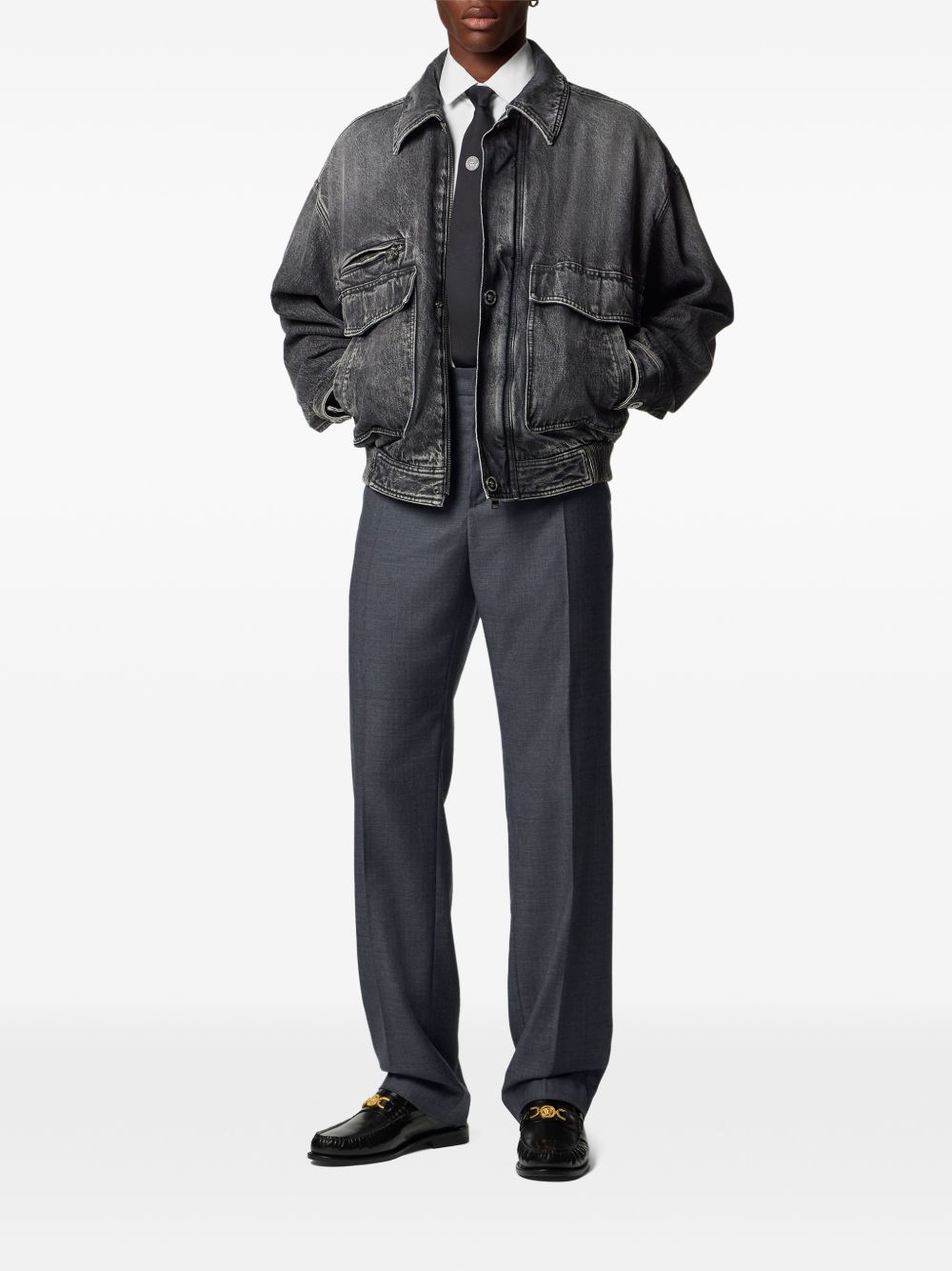 Micro-Checked Wool Jogger Trousers 1018896 1A167261E880 VERSACE 