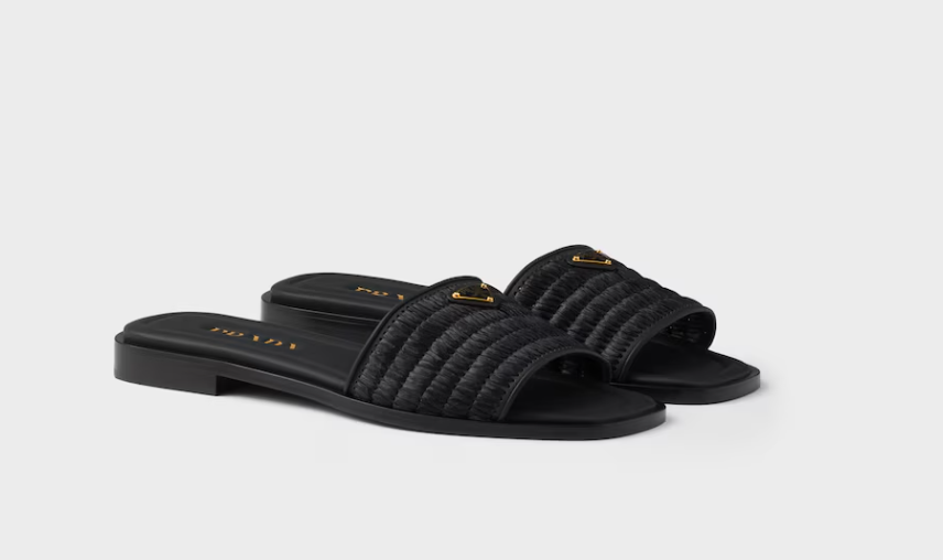 Leather slides with crochet details 1XX7582ACS F-B010F0002 PRADA 