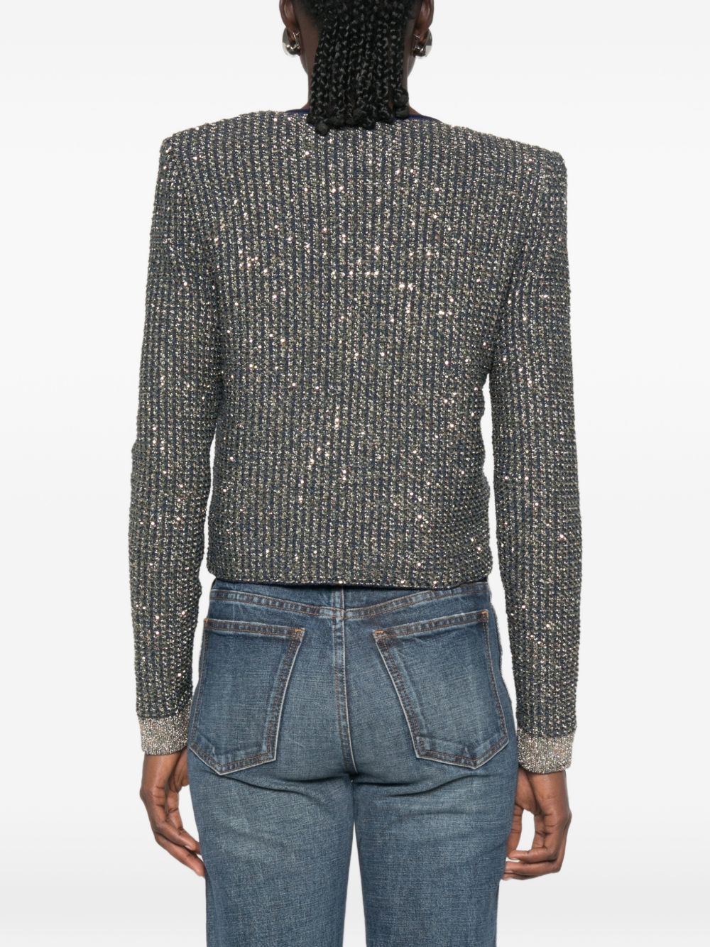 glittered tweed cardigan HF1KL918KK13 SQH BALMAIN 