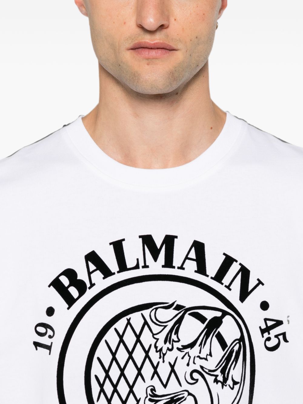 QUILTED FLOCK T-SHIRT HH1EG000BD68 GAB BALMAIN 