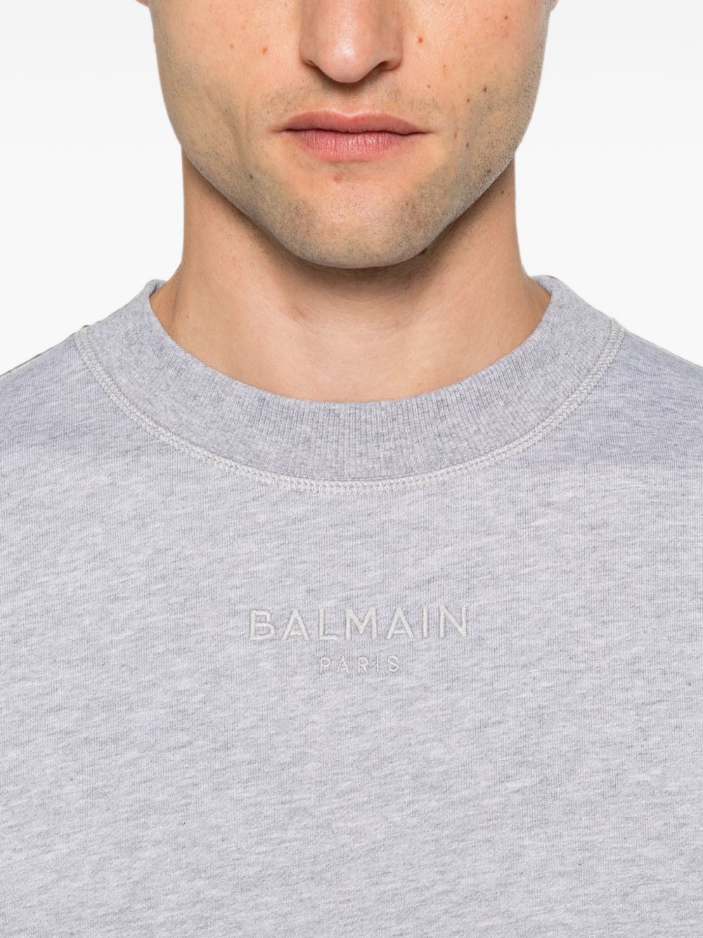 logo-embroidered sweatshirt HH1JQ130BD10 YHD BALMAIN 