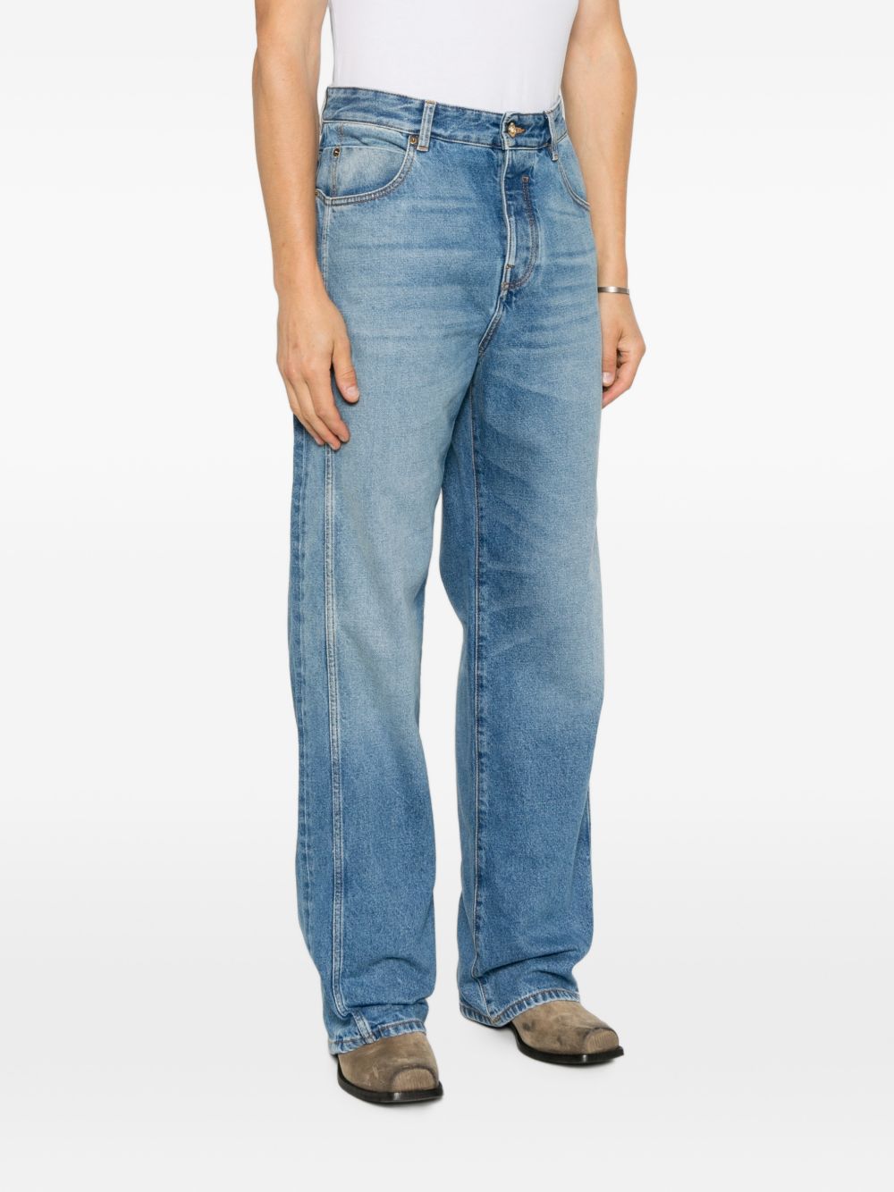 logo-embroidered wide-leg jeans HH1ML138DG26 6FF BALMAIN 