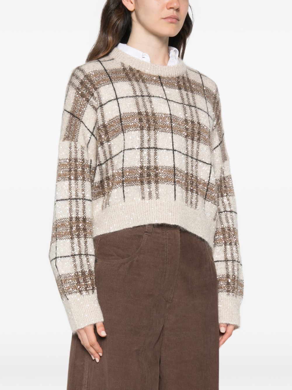 sequin-embellished checked sweater MPN570310P CCC60 BRUNELLO CUCINELLI 