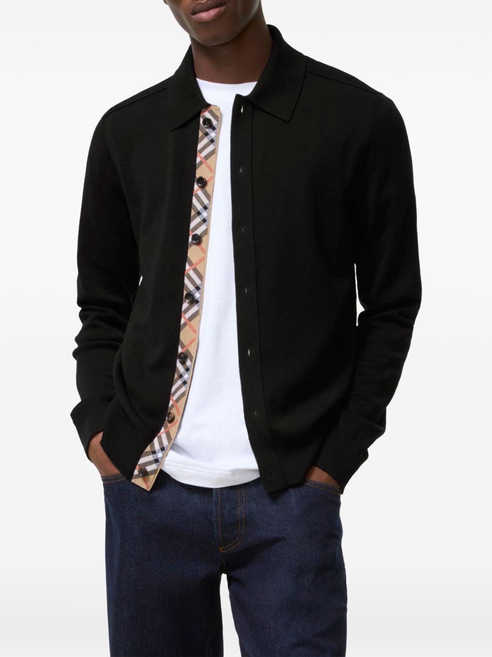 Check-trim buttoned cardigan 8127131 A1189 BURBERRY 