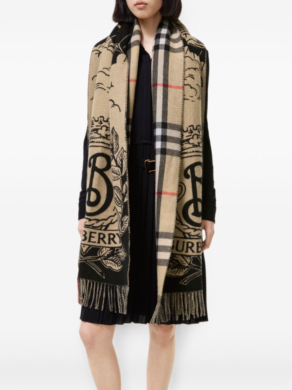 reversible fringed scarf 8130408 A2575 BURBERRY 