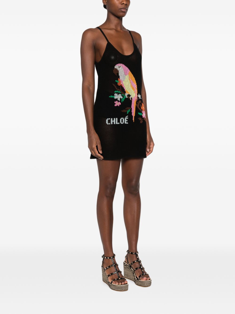 parrot-intarsia knitted dress CH26AMR06830 001 CHLOÉ 