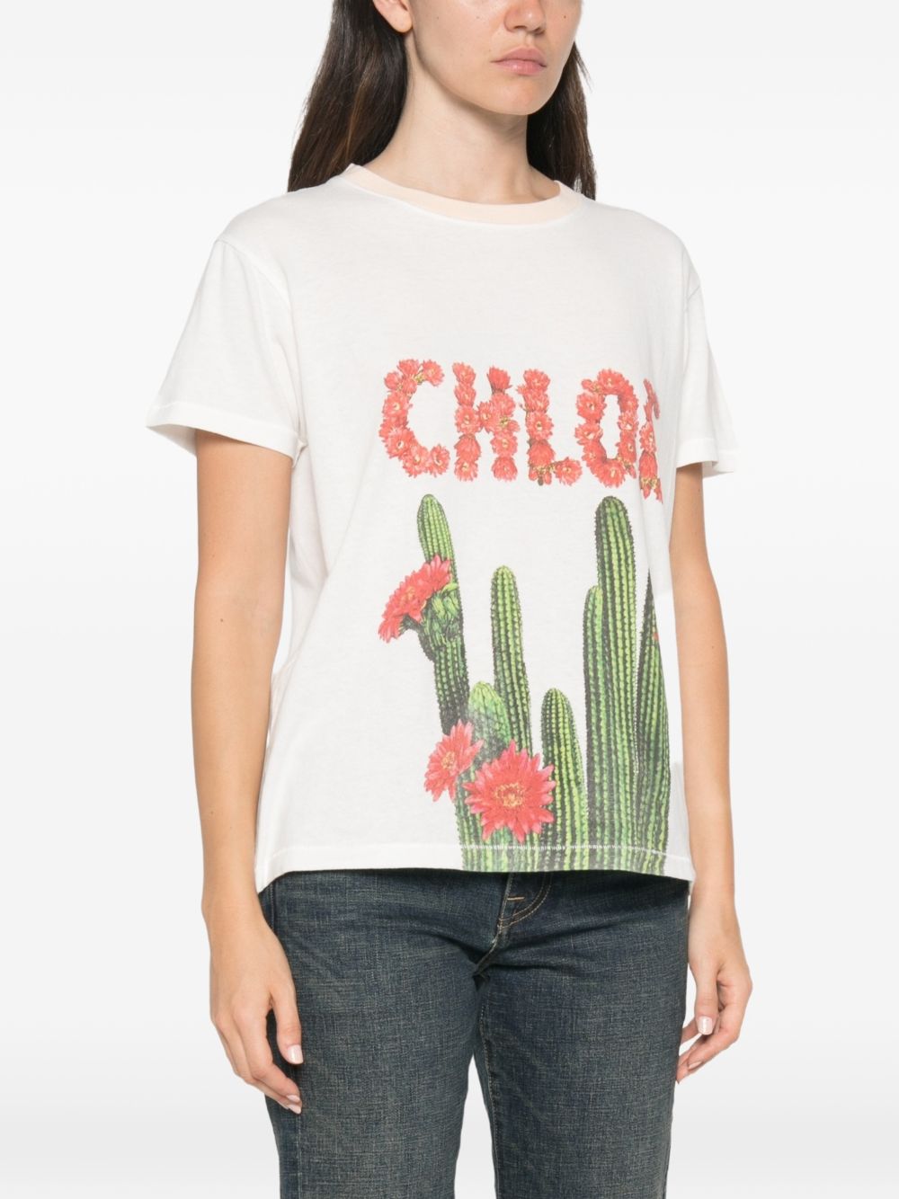 Cactus-print T-shirt CH26WJH41784 107 CHLOÉ 