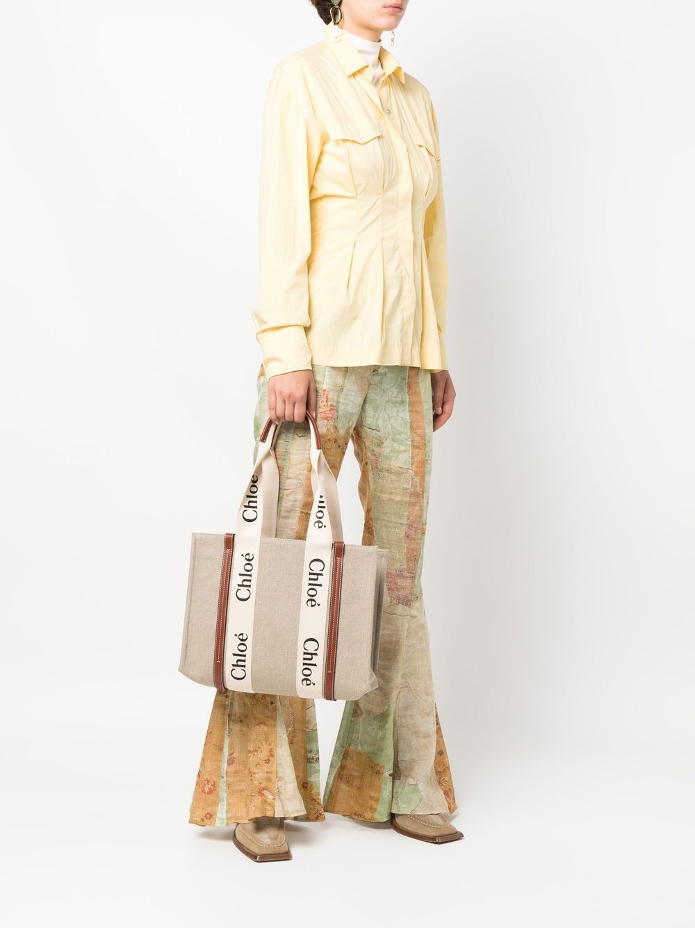 Woody medium linen tote bag CHC22AS383I26 90U CHLOÉ 