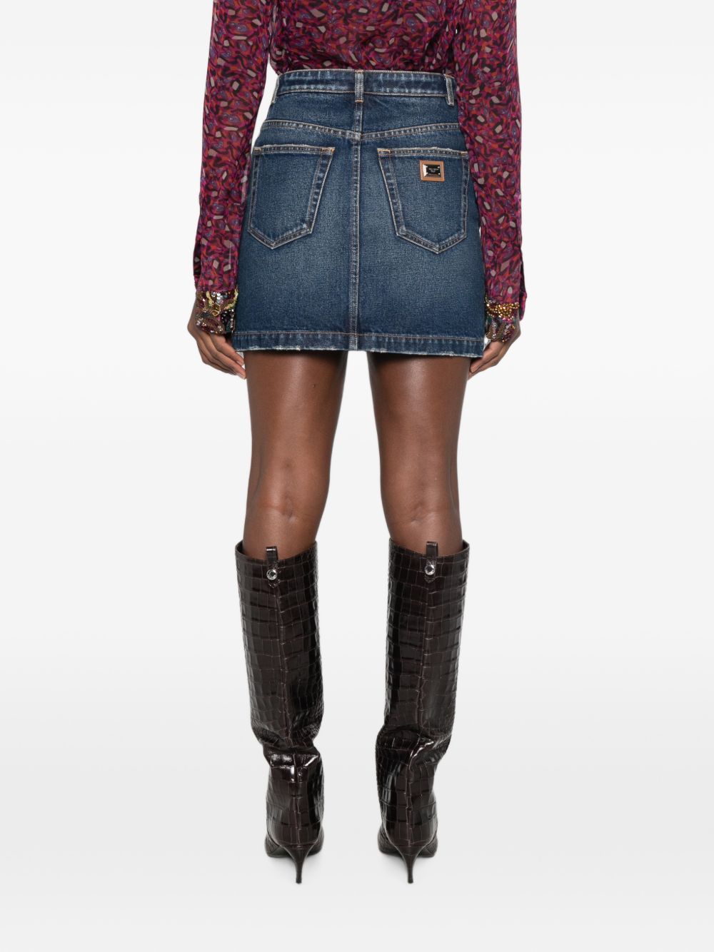 logo-plaque denim mini skirt F4CX1D G8PT2S9001 DOLCE & GABBANA 