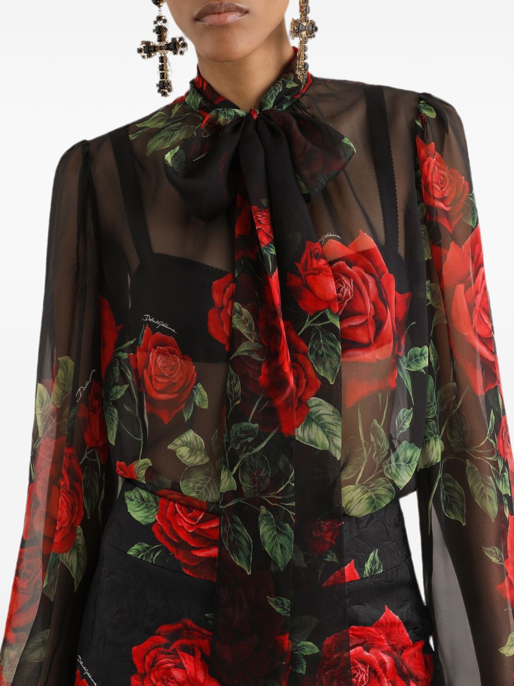 Rose-print chiffon blouse F5U60T IS134HN6EJ DOLCE & GABBANA 
