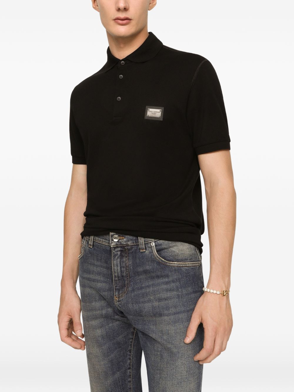 Cotton piquet polo shirt with logo plaque G8PL4T G7P1DN0000 DOLCE & GABBANA 