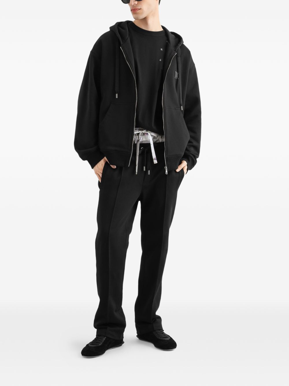 Cotton hooded sweatshirt with logo plate G9CEGT G7Q2ON0000 DOLCE & GABBANA 