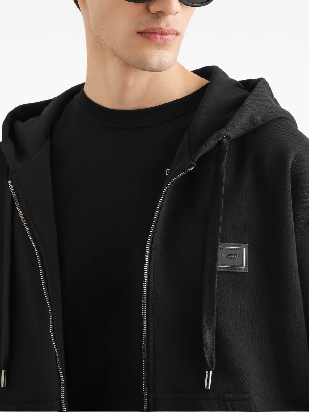 Cotton hooded sweatshirt with logo plate G9CEGT G7Q2ON0000 DOLCE & GABBANA 