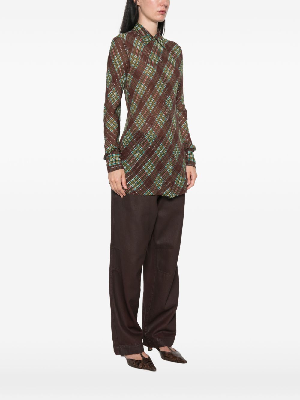 Fitted bias-cut shirt in lurex 010717 4272358 DRIES VAN NOTEN 