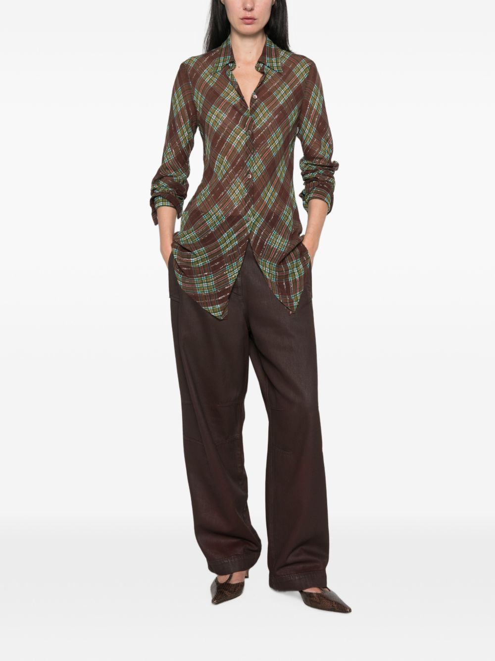 Fitted bias-cut shirt in lurex 010717 4272358 DRIES VAN NOTEN 