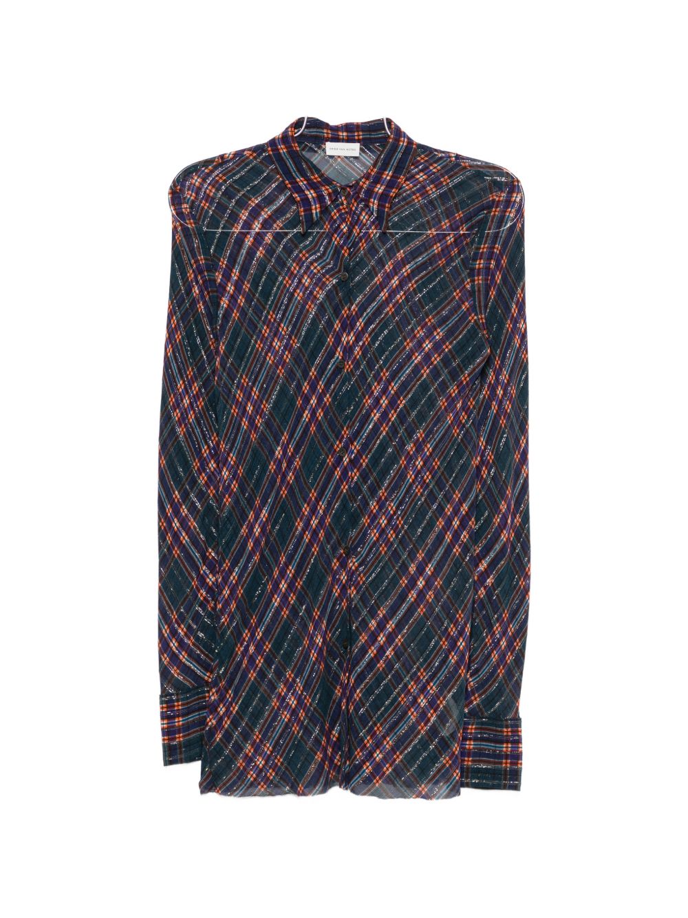 Fitted bias-cut shirt in lurex 010717 4272504 DRIES VAN NOTEN 