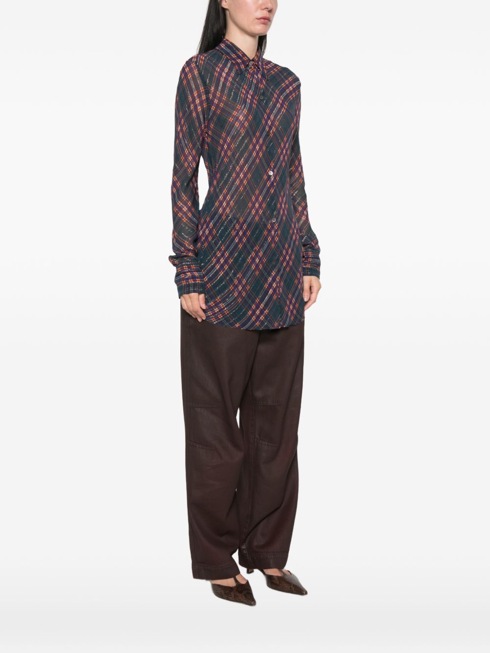 Fitted bias-cut shirt in lurex 010717 4272504 DRIES VAN NOTEN 