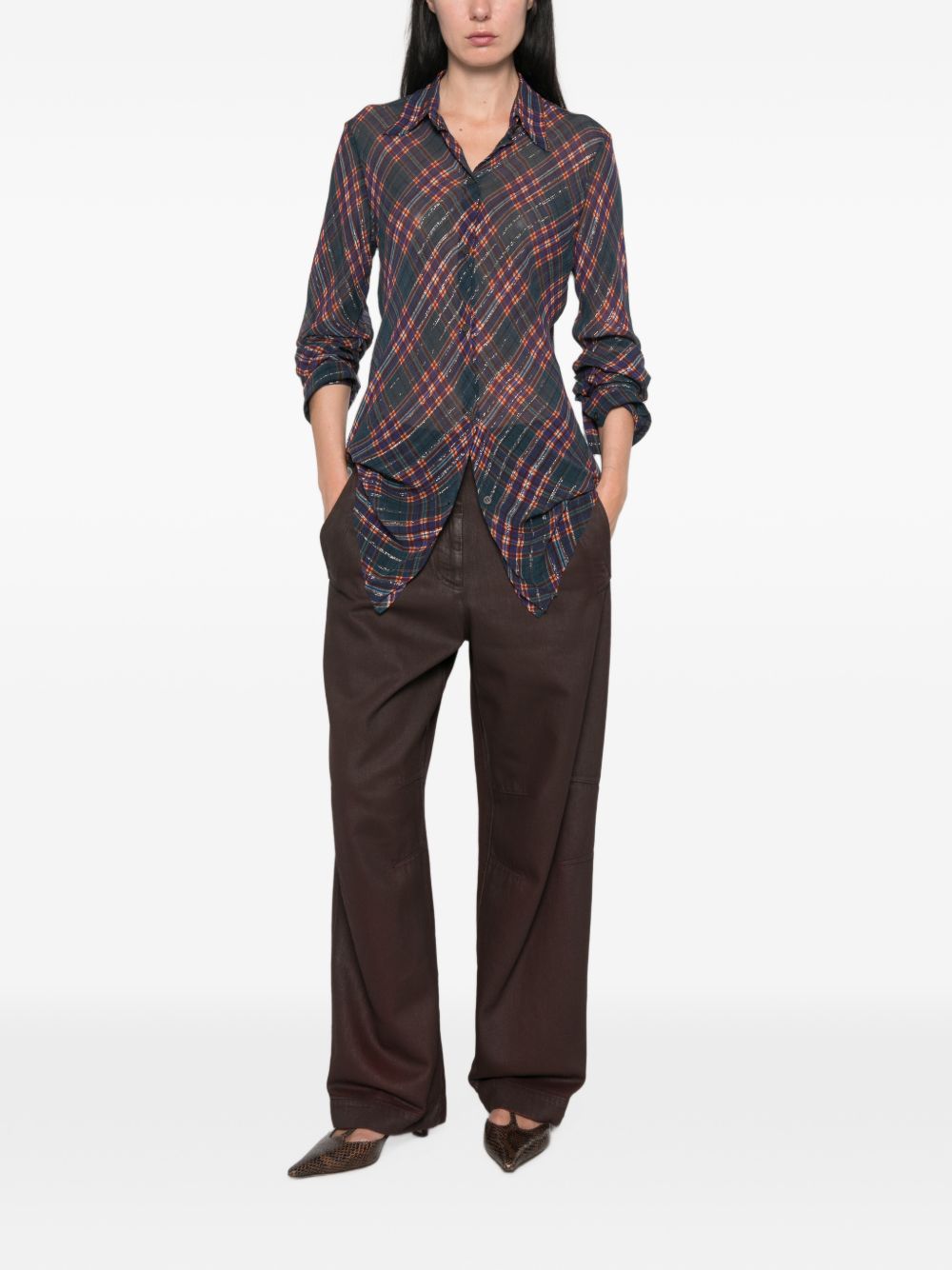 Fitted bias-cut shirt in lurex 010717 4272504 DRIES VAN NOTEN 