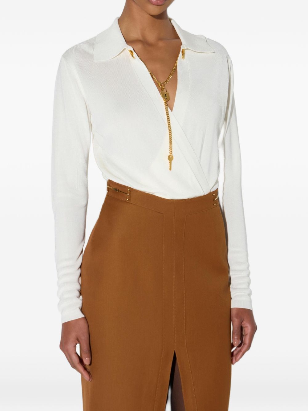 Viscose yarn bodysuit with jewel chain BK03S66E2 193 ELISABETTA FRANCHI 