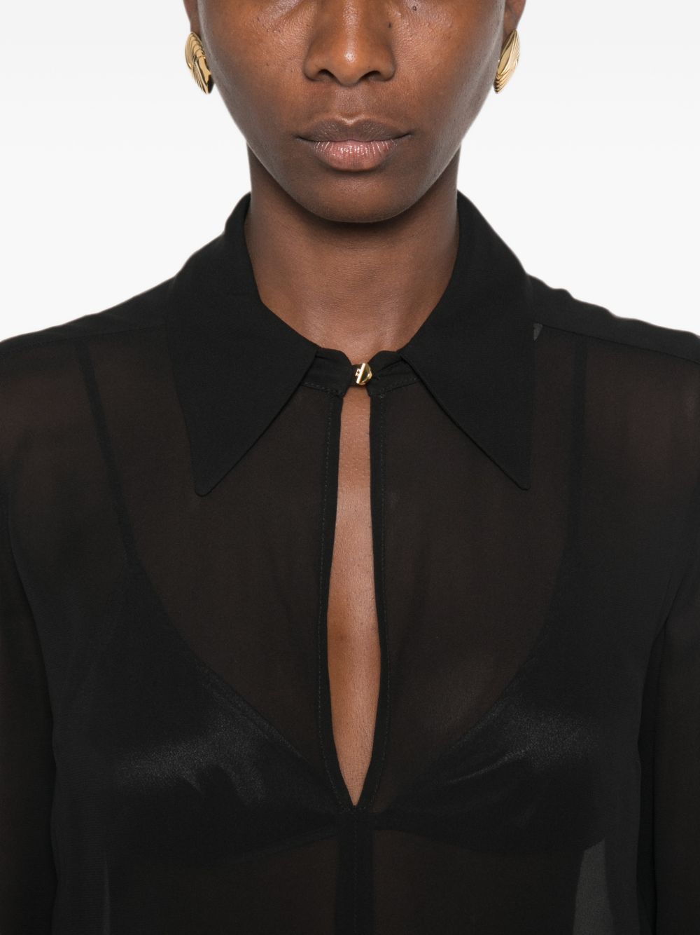 Georgette shirt with jewel logos CA19466E2 110 ELISABETTA FRANCHI 