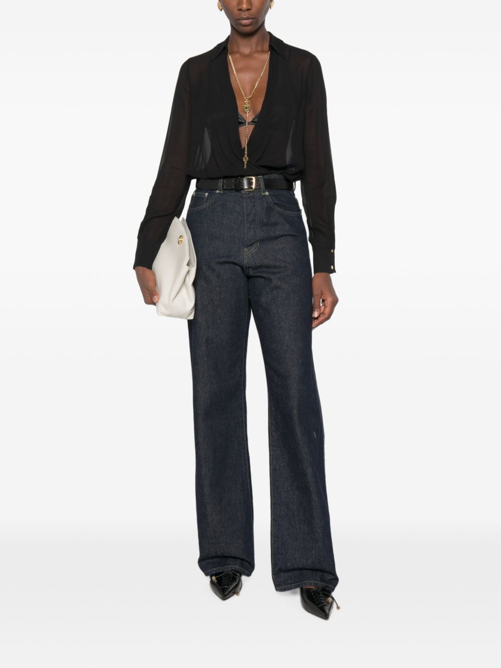 Georgette bodysuit with jewel chain CB00966E2 110 ELISABETTA FRANCHI 