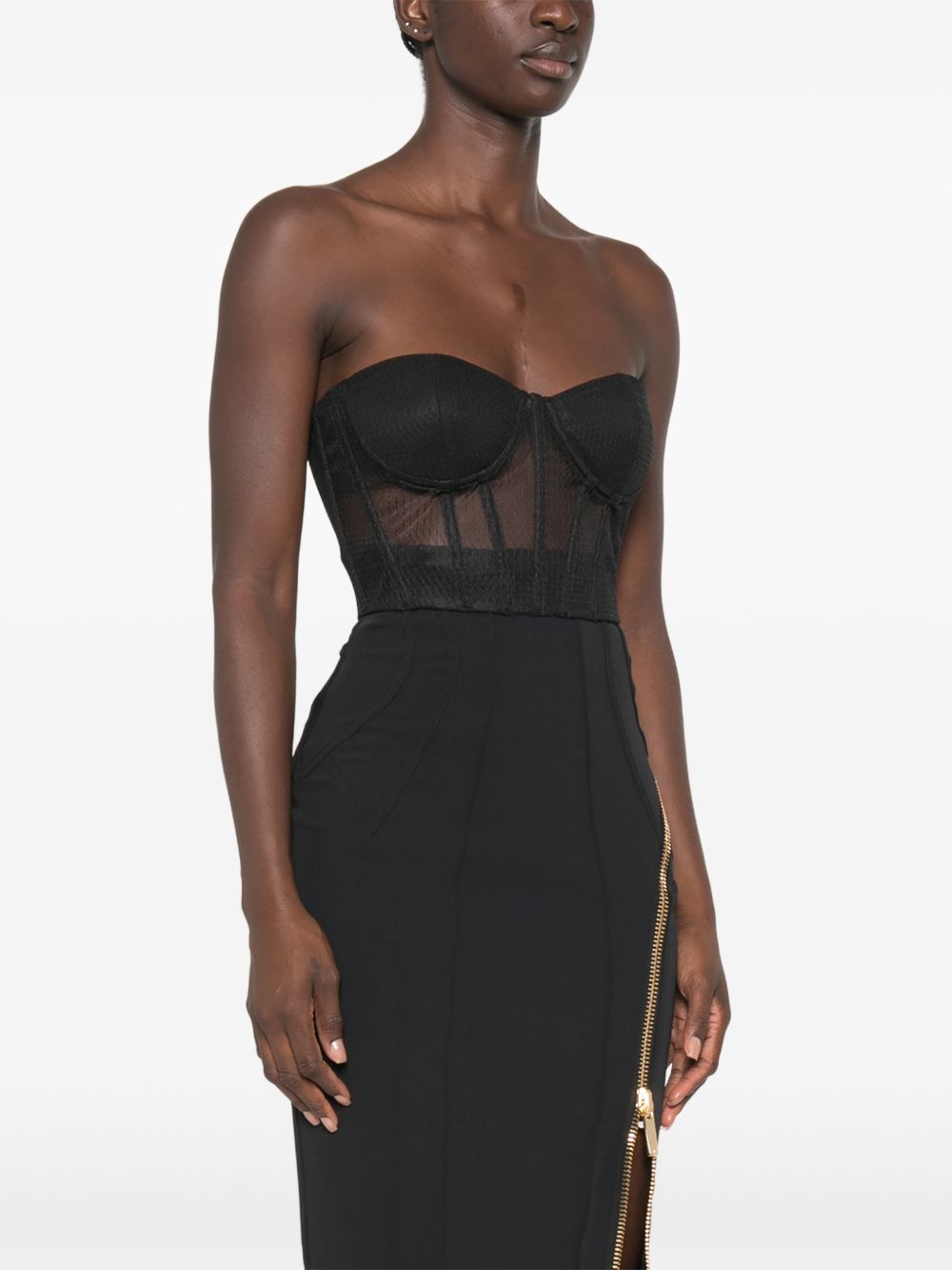 Mesh and crepe bustier top TO07567E2 110 ELISABETTA FRANCHI 